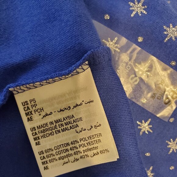 Karen Scott Womens Blue Snowflake Dot Mockneck Top PS - Picture 9 of 10